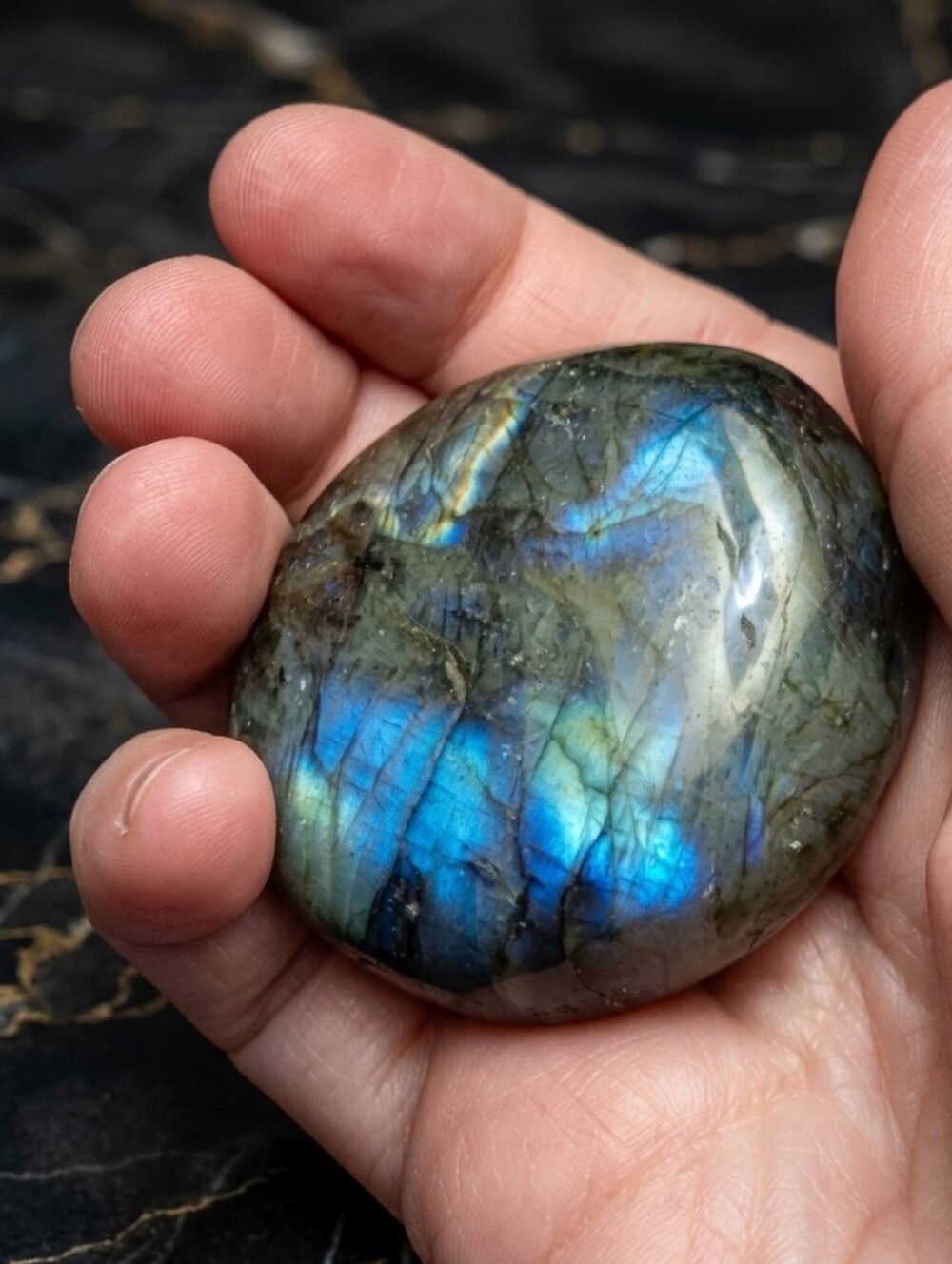 Rainbow Labrodorite Crystal Palm Stone- One Palm Stone